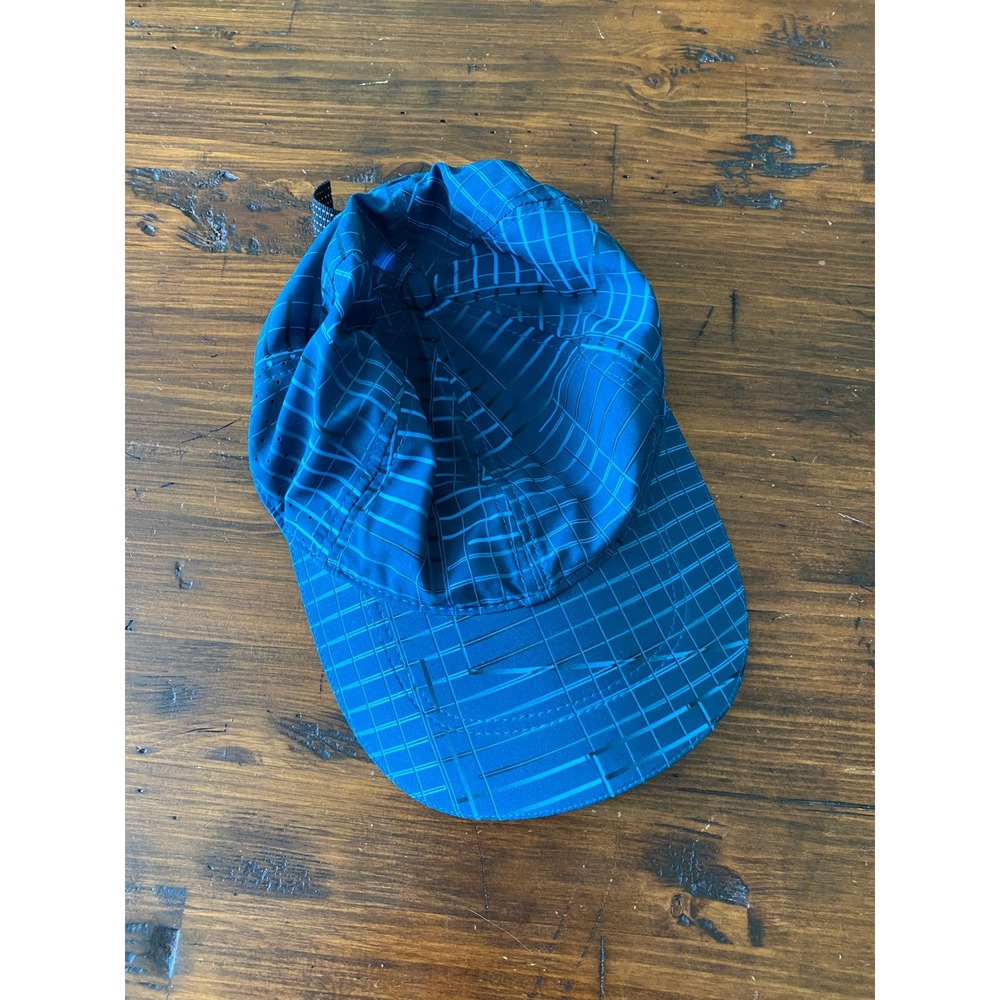 Brooks Run Happy Blue Geometric Grid Performance Running Hat OSFA 280408